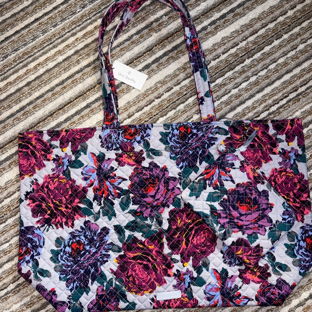 New Vera Bradley Neon Blooms Grande Tote Set